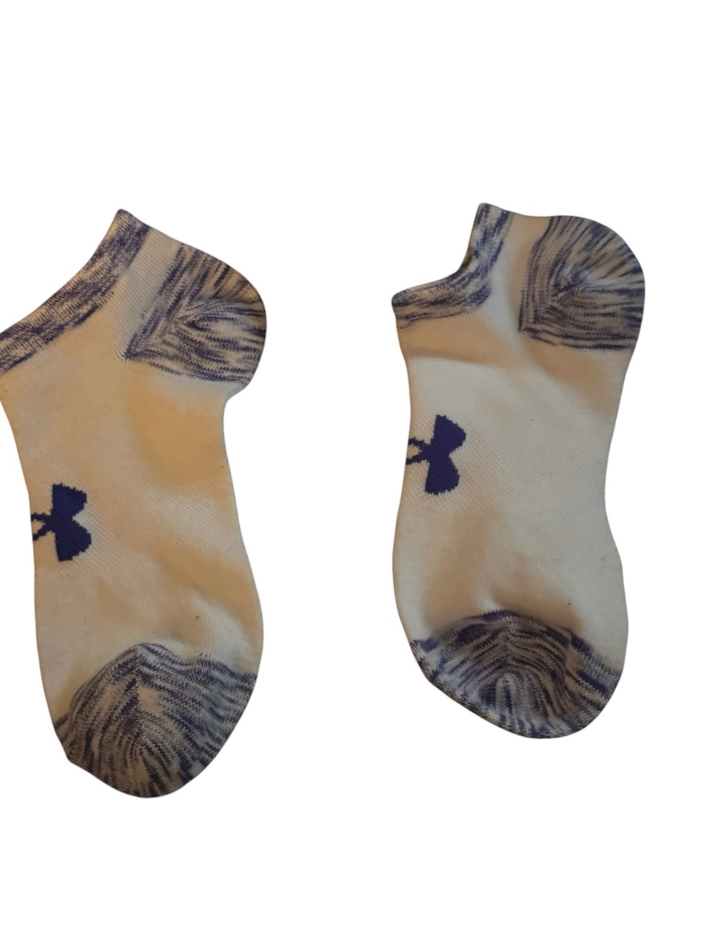 Under Armour 1 Pair White Low-Cut Athletic No-Show Socks with Navy Logo Accents